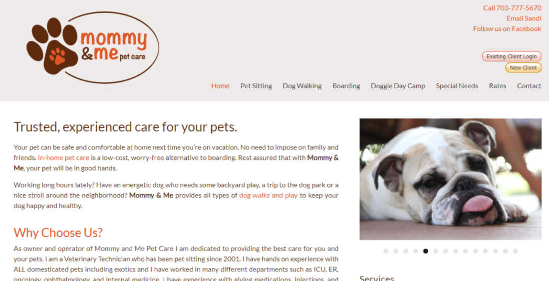 Mommy and Me Pet Care Website